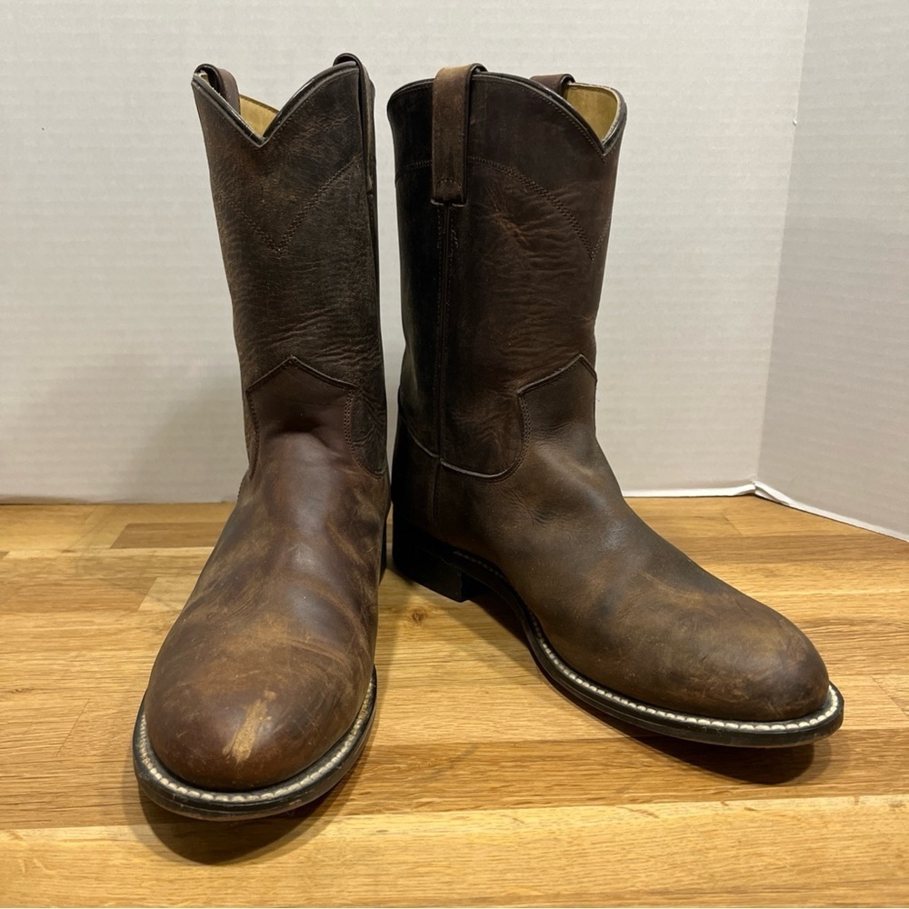 Justin 3410Y Youth Cowboy Boot with Bay Apache Leather Foot & a Roper Toe Sz 6D